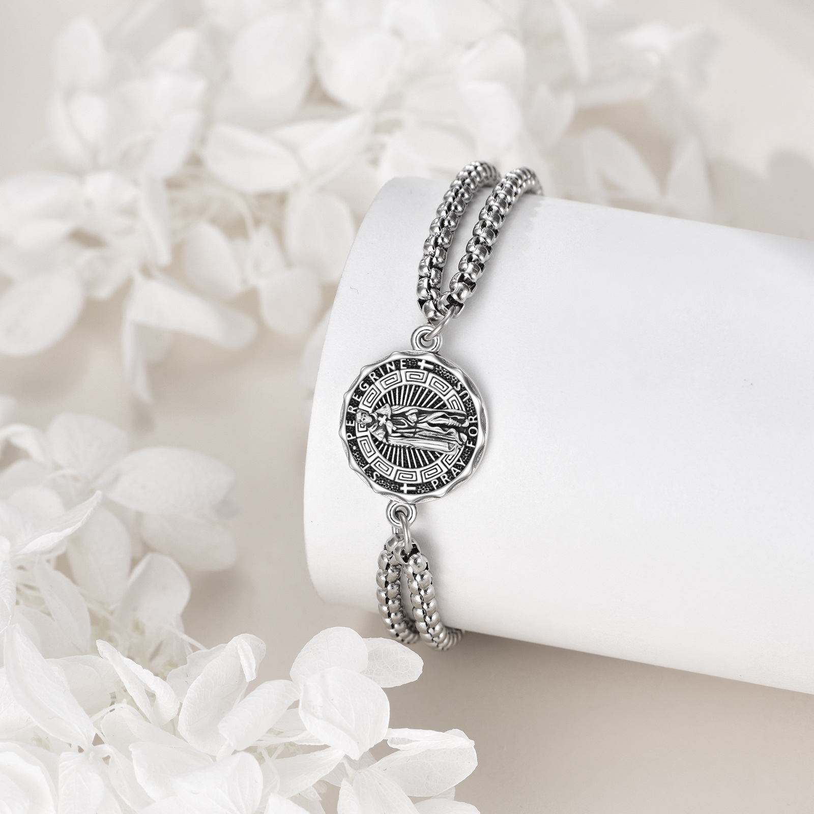 St Peregrine Bracelet Sterling Silver Protector Jewelry Gift